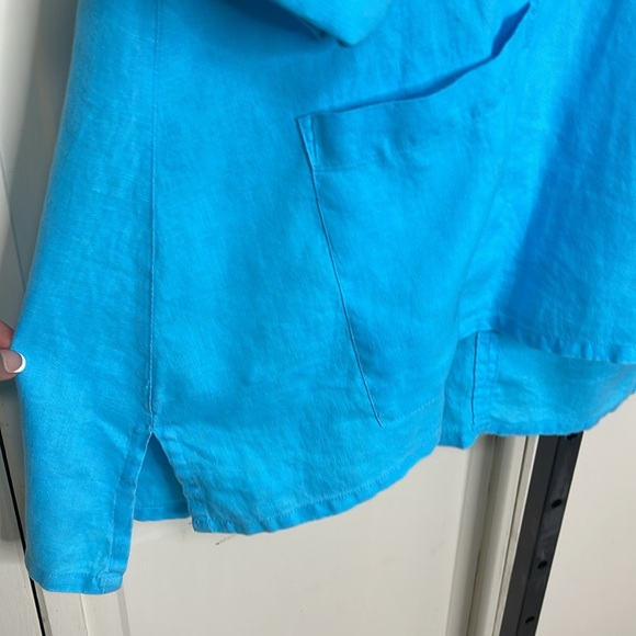 Ali Miles Womens LinenTunic Blouse 3/4 Sleeve Cowl Neck Blue Size XL Lagenlook - Picture 5 of 10